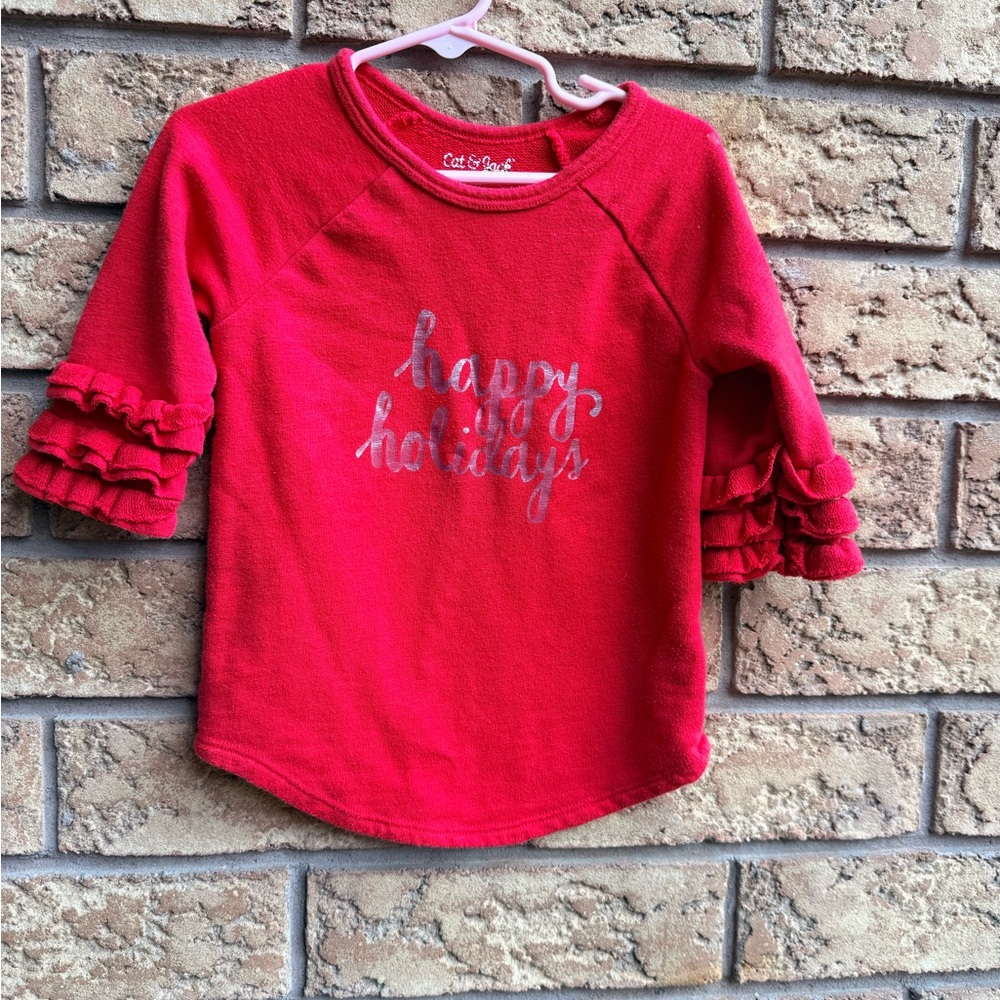 • 10/$25- Cat & Jack “Happy Holidays” Ruffle‎ Sleeve Sweater